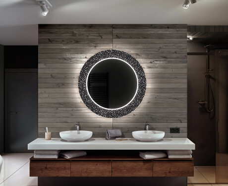 Rotunda oglinda baie cu leduri decorativa perete - Dotts #12