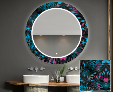Baie decoratiune rotunda oglinda cu LED moderna - Fluo Tropic