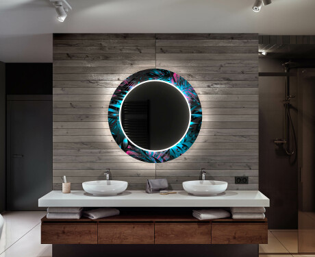Baie decoratiune rotunda oglinda cu LED moderna - Fluo Tropic #12