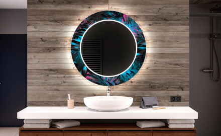 Baie decoratiune rotunda oglinda cu LED moderna - Fluo Tropic