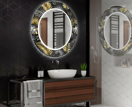 Baie decoratiune rotunda oglinda cu LED moderna  - Goldy Palm #2