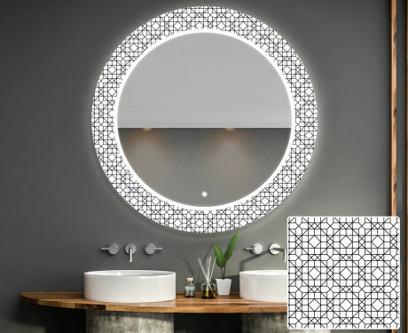 Baie decoratiune rotunda oglinda cu LED moderna - Industrial #1