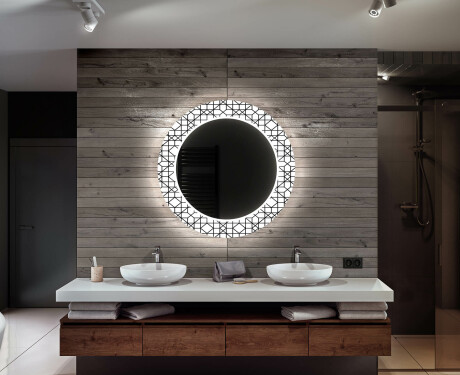 Baie decoratiune rotunda oglinda cu LED moderna - Industrial #12