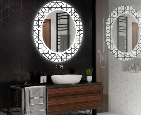 Baie decoratiune rotunda oglinda cu LED moderna - Industrial #2