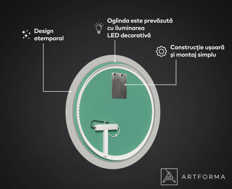 Baie decoratiune rotunda oglinda cu LED moderna - Industrial #3