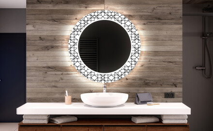 Baie decoratiune rotunda oglinda cu LED moderna - Industrial