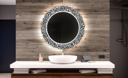 Rotunda oglinda baie cu leduri decorativa perete - Letters