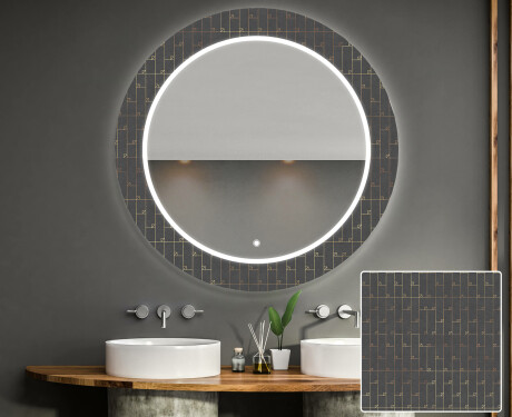 Baie decoratiune rotunda oglinda cu LED moderna  - Microcircuit