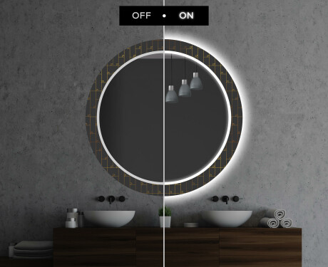 Baie decoratiune rotunda oglinda cu LED moderna  - Microcircuit #7