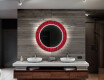 Baie decoratiune rotunda oglinda cu LED moderna  - Red Mosaic #12