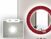Baie decoratiune rotunda oglinda cu LED moderna  - Red Mosaic #4