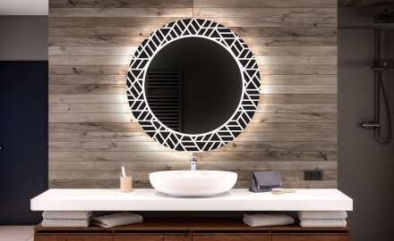 Rotunda oglinda baie cu leduri decorativa perete - Triangless