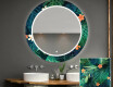 Oglindă rotundă decorativă cu iluminare de fundal pentru baie - Tropical #1