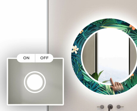 Baie decoratiune rotunda oglinda cu LED moderna  - Tropical #4