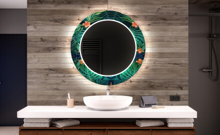 Baie decoratiune rotunda oglinda cu LED moderna  - Tropical