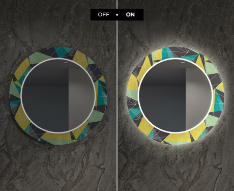 Rotunda moderna oglinzi decorative cu leduri pentru sala de mese - Abstract Geometric #7