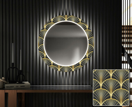 Rotunda decoratiune oglinda cu LED hol moderna - Art Deco