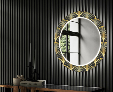Rotunda decoratiune oglinda cu LED hol moderna - Art Deco #2
