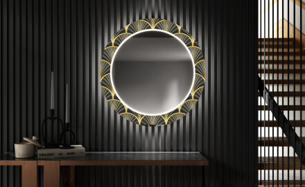 Rotunda decoratiune oglinda cu LED hol moderna - Art Deco