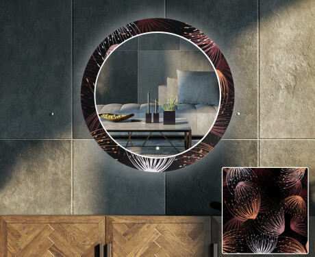 Rotunda moderna oglinzi decorative cu leduri perete salon - Dandelion