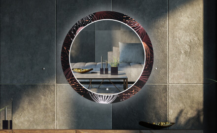Oglindă rotundă decorativă cu iluminare LED pentru salon - Dandelion