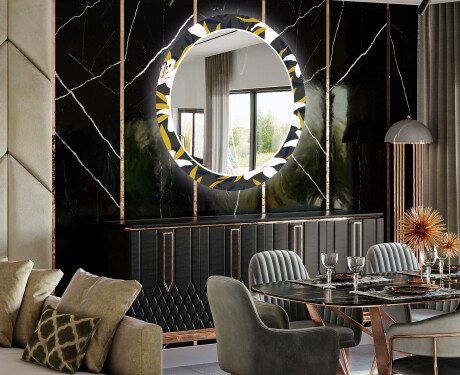 Rotunda moderna oglinzi decorative cu leduri pentru sala de mese - Bells Flowers #2
