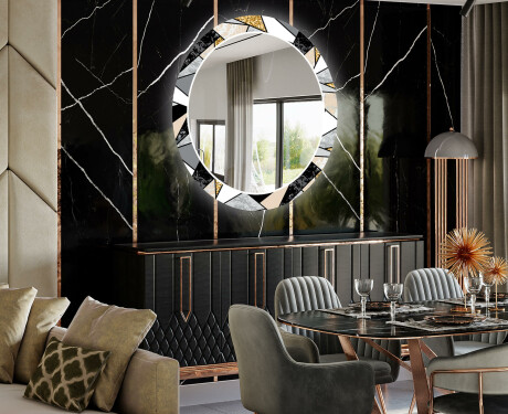 Rotunda oglinda LED decorativa pentru sala de mese - Marble Pattern #2