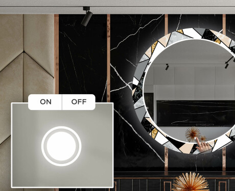 Rotunda oglinda LED decorativa pentru sala de mese - Marble Pattern #4