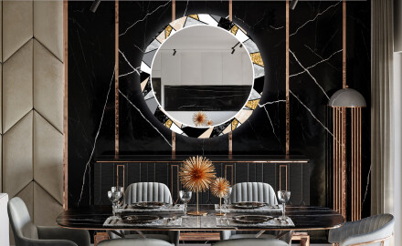Rotunda oglinda LED decorativa pentru sala de mese - Marble Pattern
