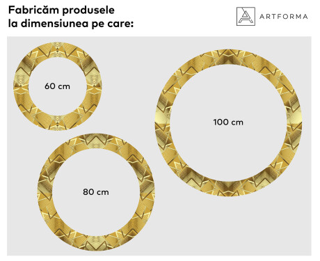 Oglinda cu LED rotunda decorativa perete hol - Gold Triangles #2