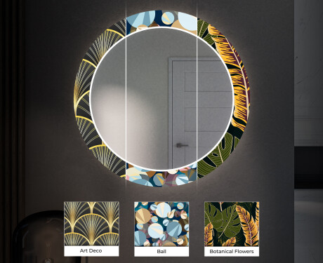 Oglinda cu LED rotunda decorativa perete hol - Gold Triangles #6