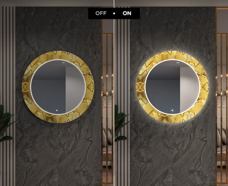 Oglinda cu LED rotunda decorativa perete hol - Gold Triangles #7