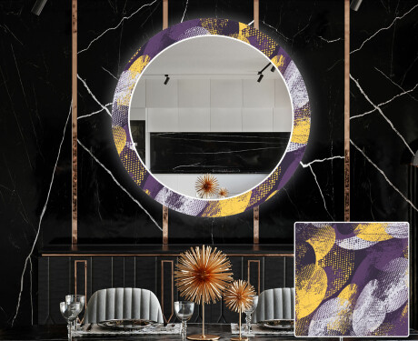 Rotunda moderna oglinzi decorative cu leduri pentru sala de mese - Round Stamp