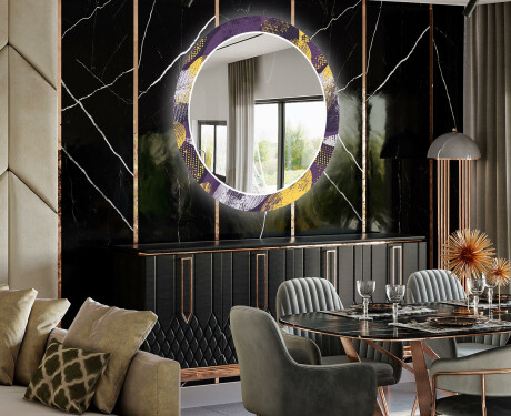 Rotunda moderna oglinzi decorative cu leduri pentru sala de mese - Round Stamp #2