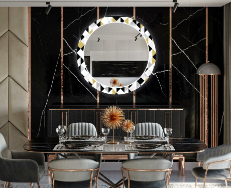 Rotunda moderna oglinzi decorative cu leduri pentru sala de mese - Geometric Patterns #12