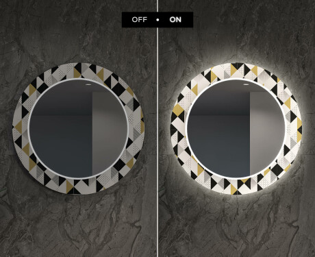 Rotunda moderna oglinzi decorative cu leduri pentru sala de mese - Geometric Patterns #7