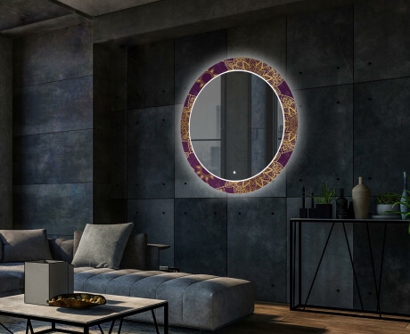 Rotunda oglinda LED decorativa perete salon - Gold Mandala #2