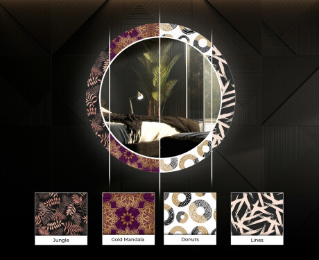 Rotunda oglinda LED decorativa perete salon - Gold Mandala #6