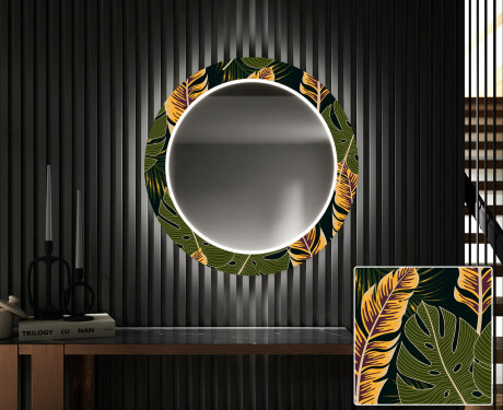 Rotunda decoratiune oglinda cu LED hol moderna - Botanical Flowers #1