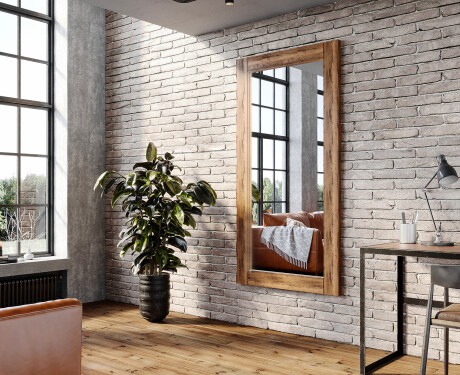 Vertical oglindă rectangulară de perete cu ramă lemn L224
