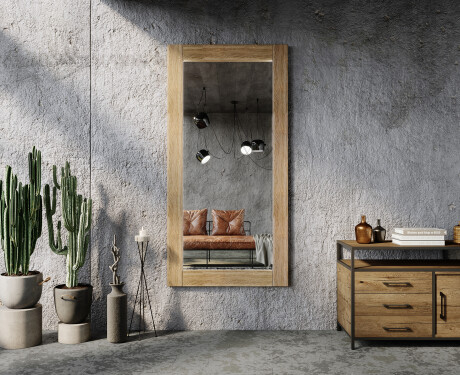 Vertical oglindă rectangulară de perete cu ramă lemn L224 #6