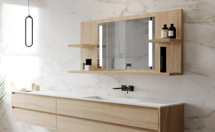 Oglinda moderna LED cu raft L02