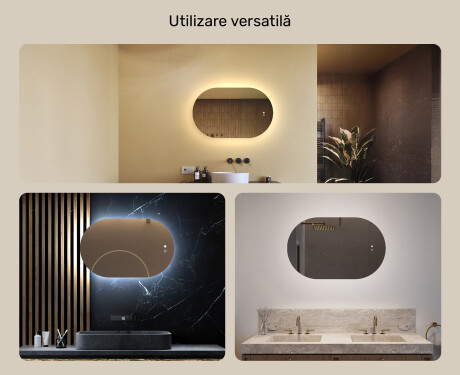 Oglindă de baie iluminată, culoare duală, comutator tactil, saltea încălzitoare #2