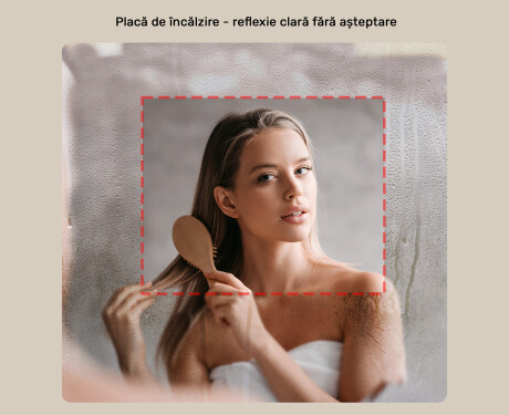 Oglindă de baie iluminată, culoare duală, comutator tactil, saltea încălzitoare #5