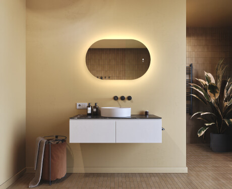 Oglindă de baie iluminată, culoare duală, comutator tactil, saltea încălzitoare #9