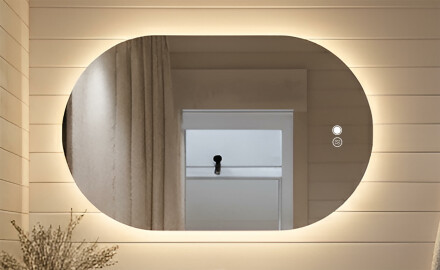 Oglindă de baie iluminată, culoare duală, comutator tactil, saltea încălzitoare