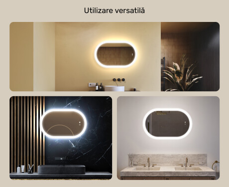 Oglindă de baie iluminată, culoare duală, comutator tactil, saltea încălzitoare #2