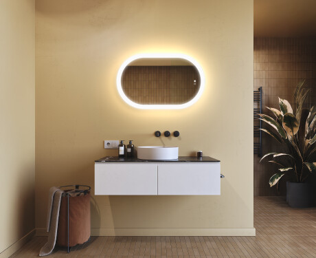 Oglindă de baie iluminată, culoare duală, comutator tactil, saltea încălzitoare #9