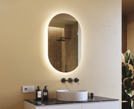 Ovala oglinda baie cu leduri 50x80cm cu lumină LED rece 7000K, lumină caldă 3000K sau lumină neutră 4500K