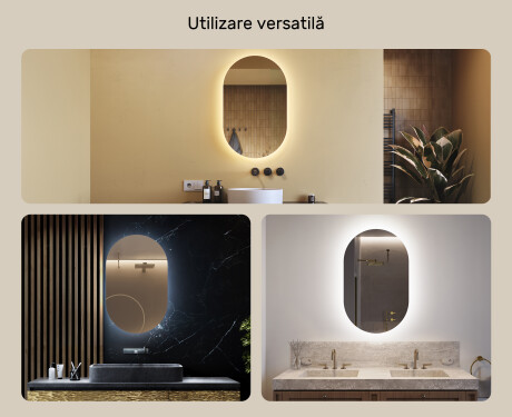 Ovala oglinda baie cu leduri 50x80cm cu lumină LED rece 7000K, lumină caldă 3000K sau lumină neutră 4500K #2